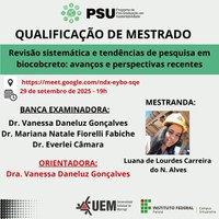 29/09/2025 - QUALIFICAÇÃO DE MESTRADO - Mestranda: Luana de Lourdes C. do Nascimento Alves - Orientadora: Dra. VanessanDaneluz Gonçalves