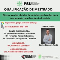 07/10/2025 - QUALIFICAÇÃO - Mestrando: Carlos Eduardo Porto - Orientador: Dr. Julio Cesar Guerreiro