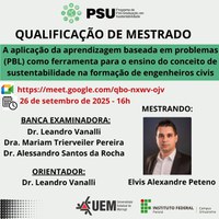 26/09/2025 - QUALIFICAÇÃO - Mestrando: Elvis Alexandre Peteno - Orientador : Prof. Dr.Leandro Vanalli