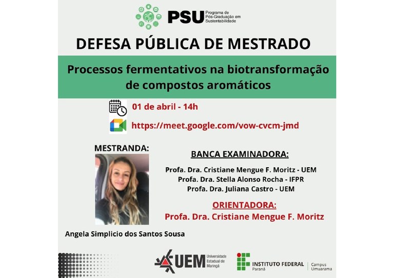 01/04/2026: "Processos fermentativos na biotransformação de compostos aromáticos"