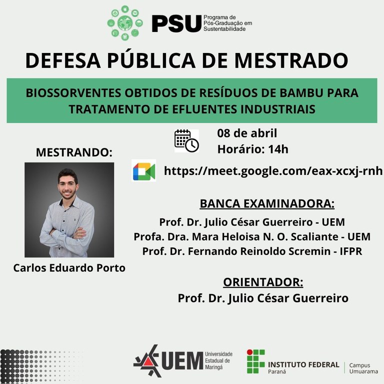 08/04/2026: BIOSSORVENTES OBTIDOS DE RESÍDUOS DE BAMBU PARA TRATAMENTO DE EFLUENTES INDUSTRIAIS