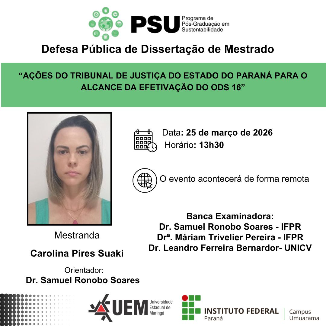 25/03/2026: "AÇÕES DO TRIBUNAL DE JUSTIÇA DO ESTADO DO PARANÁ PARA O ALCANCE DA EFETIVAÇÃO DO ODS 16"